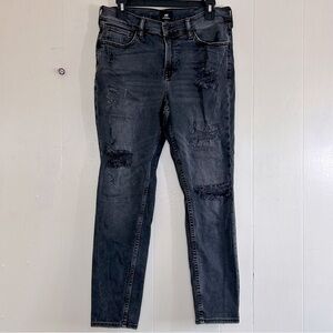 H&M Streetwear Dark Wash Black Stretch Distressed Denim Skinny Jeans Size 32.